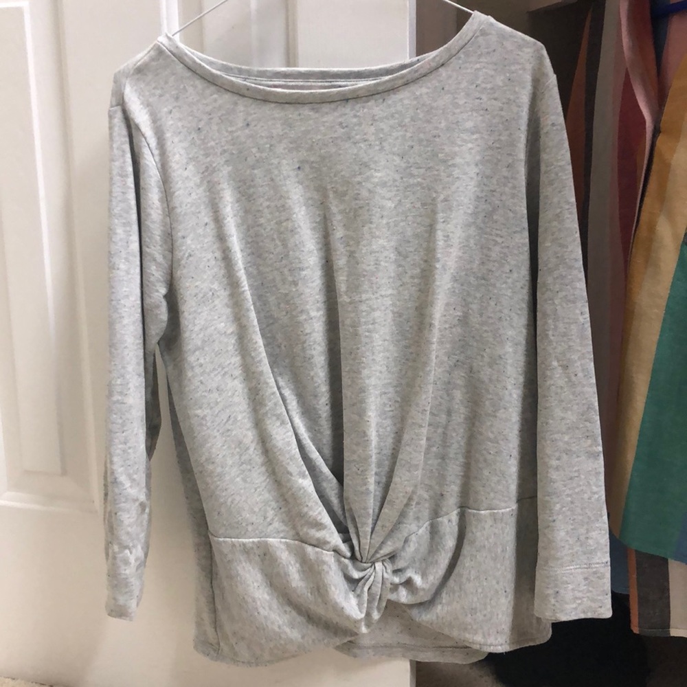 Twist Front Gray Long Sleeve Top